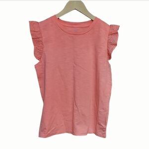 NWT Thereabouts Shell Pink Eyelet Flutter Tank - Casual Summer Top Size XL 16